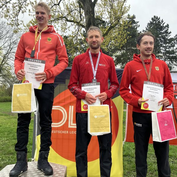 v.l.: Karl Junghannß (LC Top Team Thüringen), Carl Dohmann (SCL Heel Baden-Baden) und Nathaniel Seiler (TV Bühlertal)